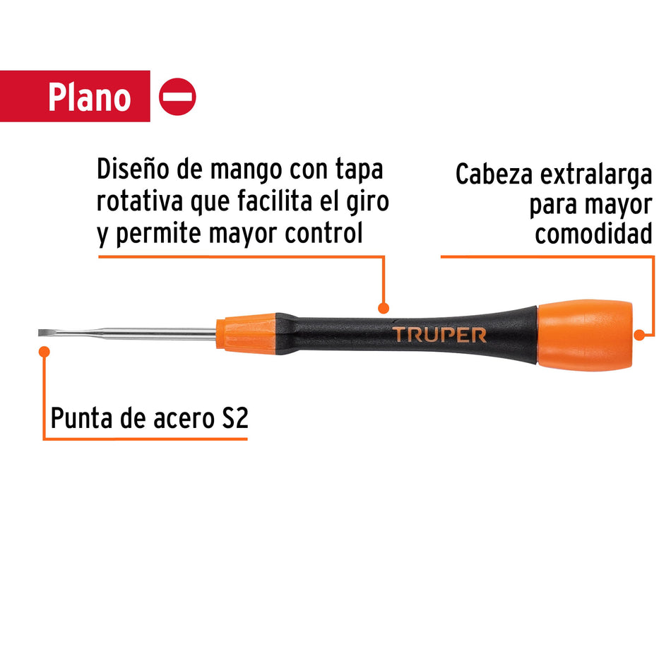 Desarmador de precisión plano de 1.8 mm mango ergonómico Caja con 6, 100667