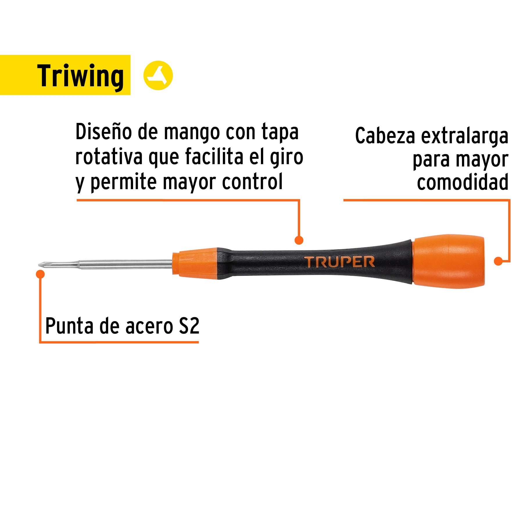 Desarmador de precisión punta triwing Y000 mango ergonómico, 100696