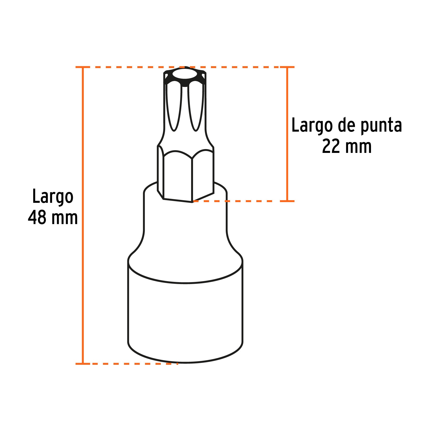 Juego de 7 dados cuadro 3/8' punta hexagonal mm, Truper, 14170