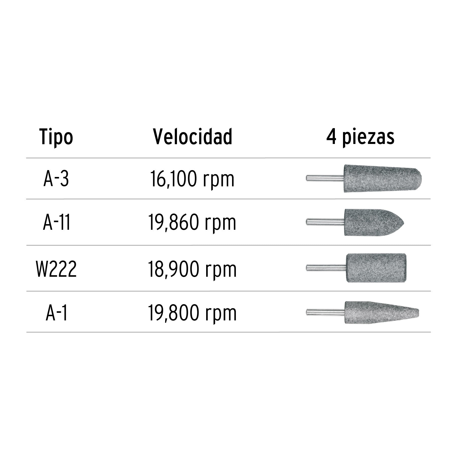 Juego de 4 piedras montadas zanco 1/4', acero inoxidable, 102631