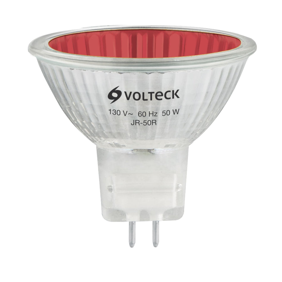 Lámpara de halógeno rojo 50 W tipo MR16 en caja, Volteck Caja con 6, 47255