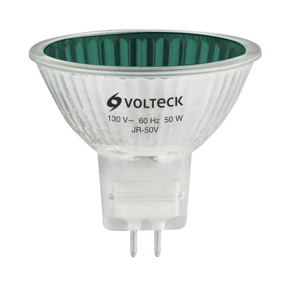 Lámpara de halógeno verde 50 W tipo MR16 en caja, Volteck Caja con 6, 47257
