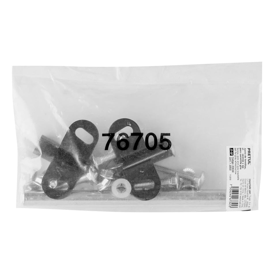 Juego tornilleria, chumaceras y eje carretillas gris Pretul Caja con 6, 20638