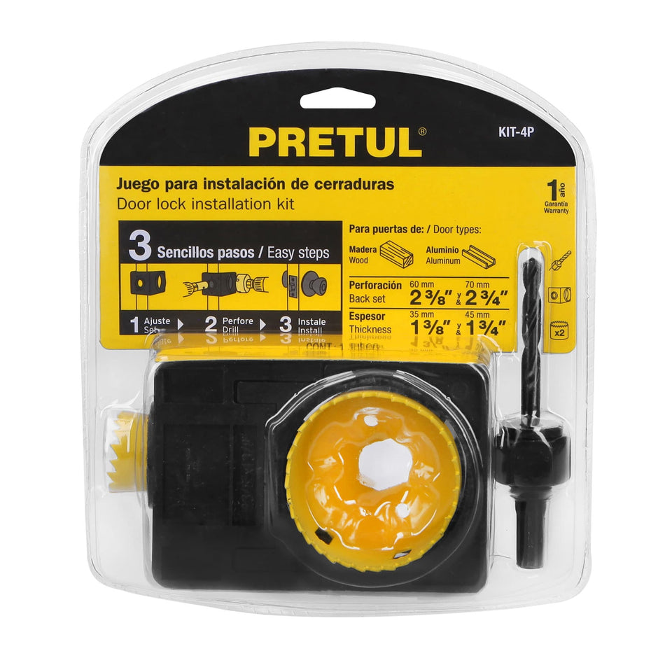Juego de 4 piezas para instalar cerraduras, Pretul Caja con 4, 26038