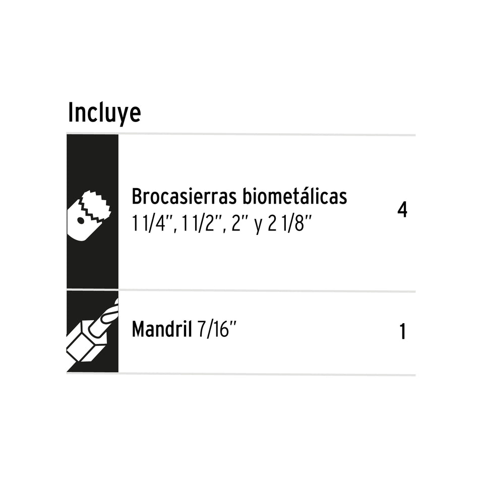 Juego de 4 brocasierras bimetálicas y 1 mandril, Expert, 100815