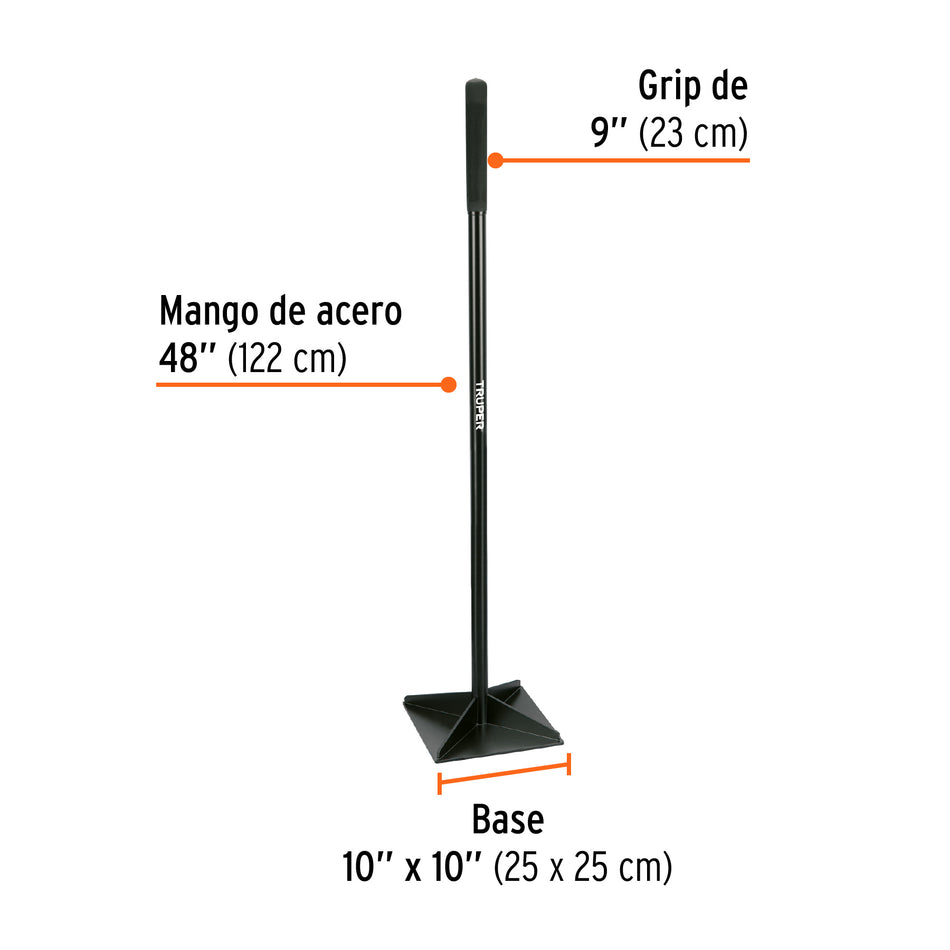 Pisón 10' x 10' con mango de acero de 48', Truper, 17473