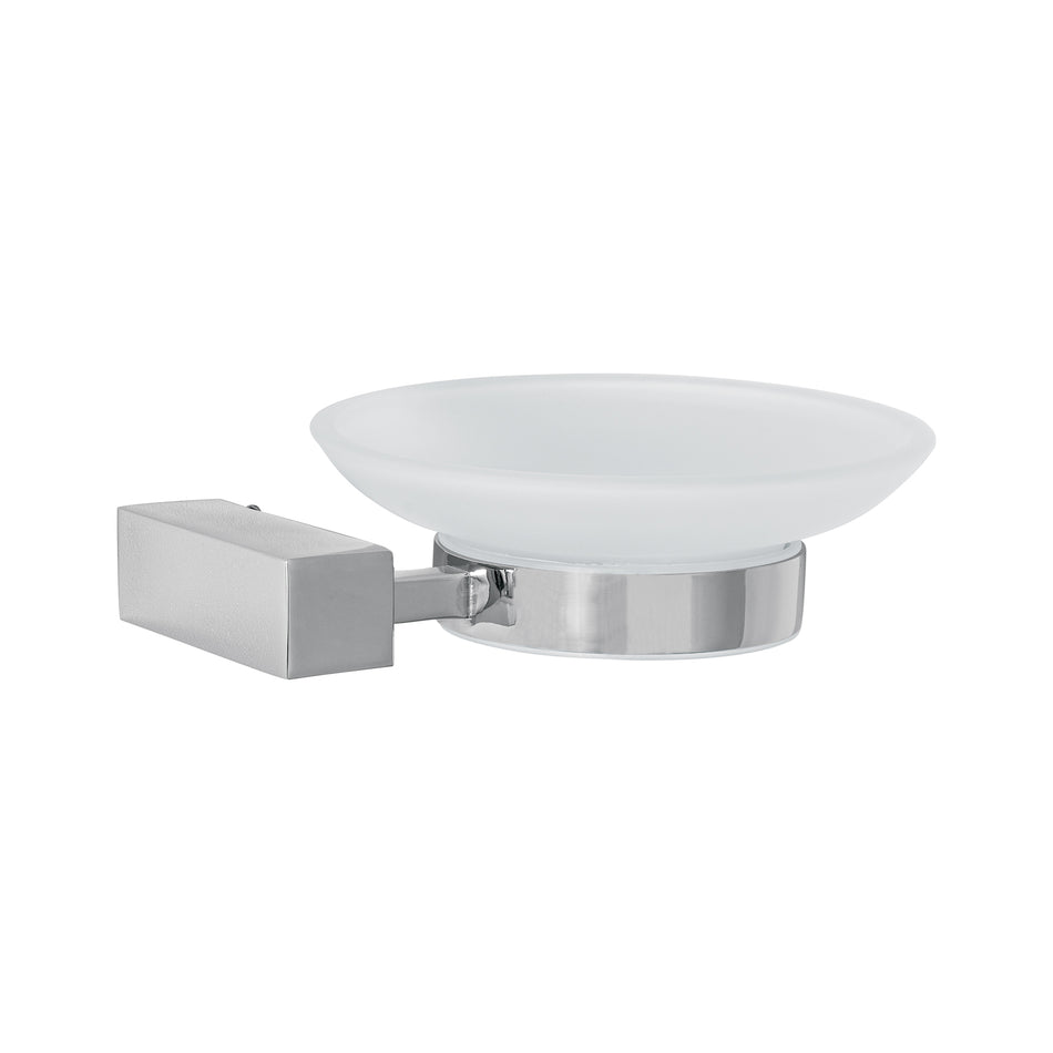 Jabonera con plato de vidrio, cromo, FOSET KUBO Caja con 4, 44394