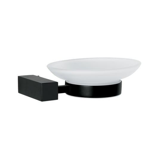 Jabonera con plato de vidrio, negro, FOSET KUBO Caja con 4, 44397