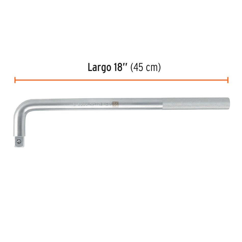Mango cuadro 3/4' en 'L', largo 18', Truper, 13914