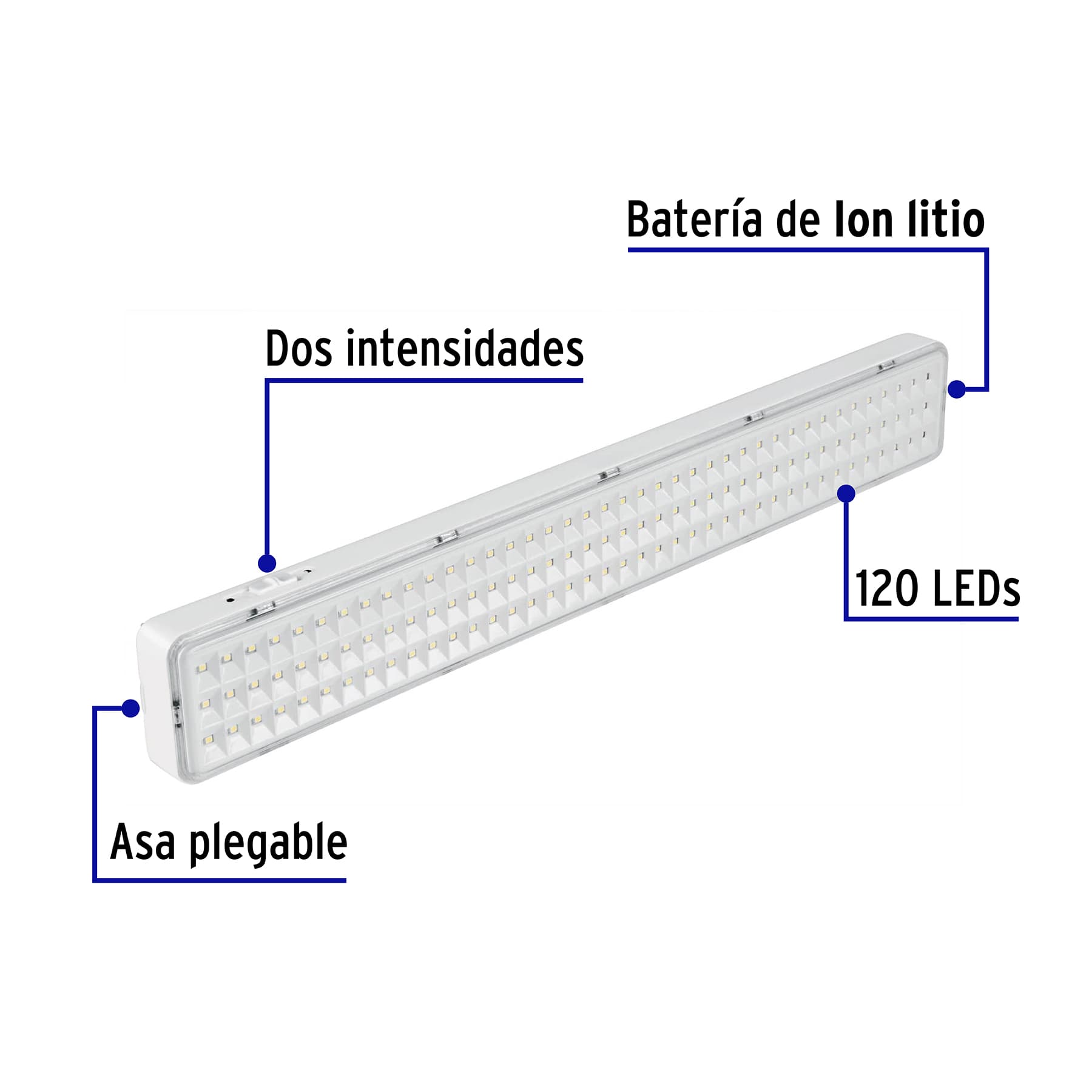 Lámpara de emergencia de 120 Leds 1000 lm recargable Volteck, 43010