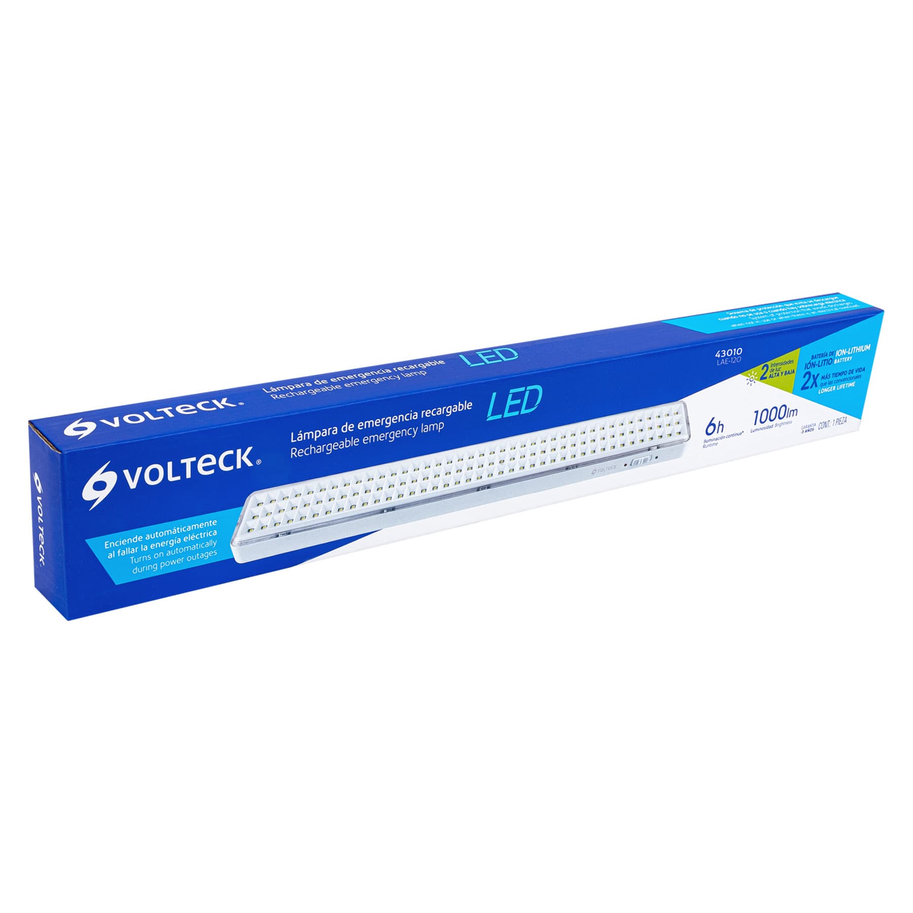 Lámpara de emergencia de 120 Leds 1000 lm recargable Volteck, 43010