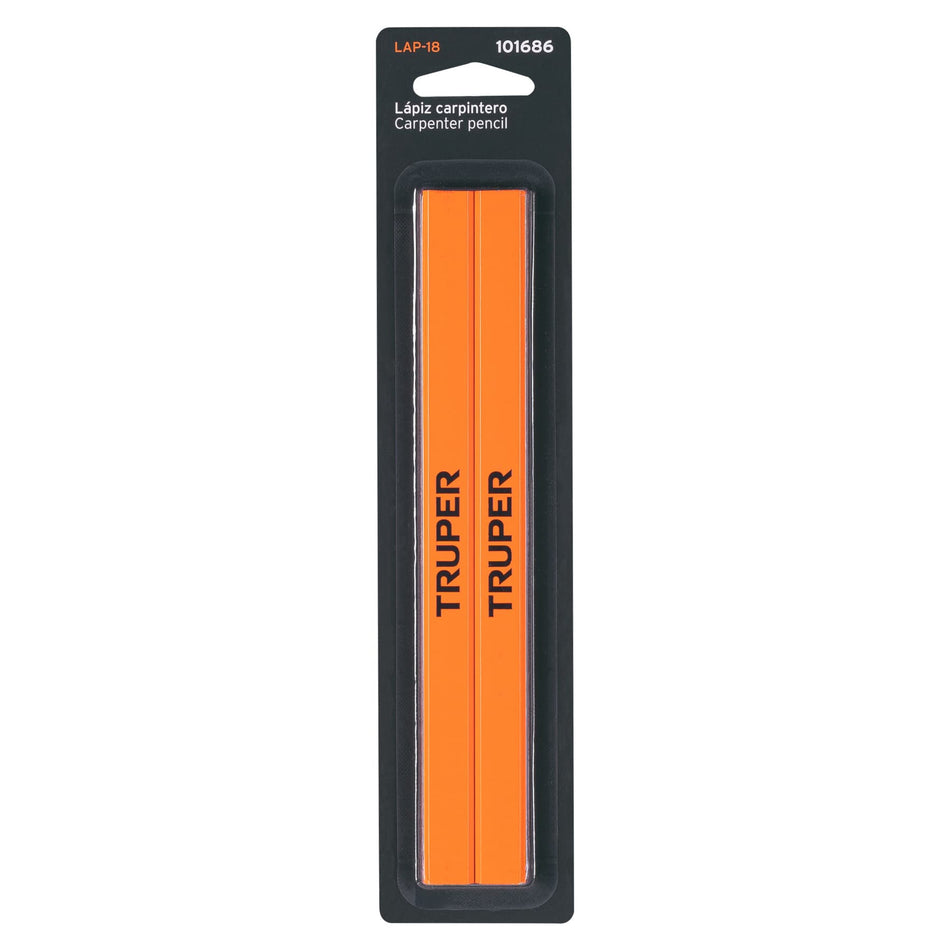 Blíster con 2 lápices de 18 cm para carpintero, Truper Caja con 12, 101686