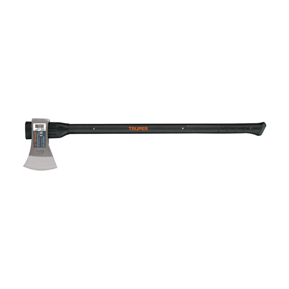 Hacha labor entera 3 lb, mango de fibra de vidrio 36',TRUPER Caja con 2, 14978