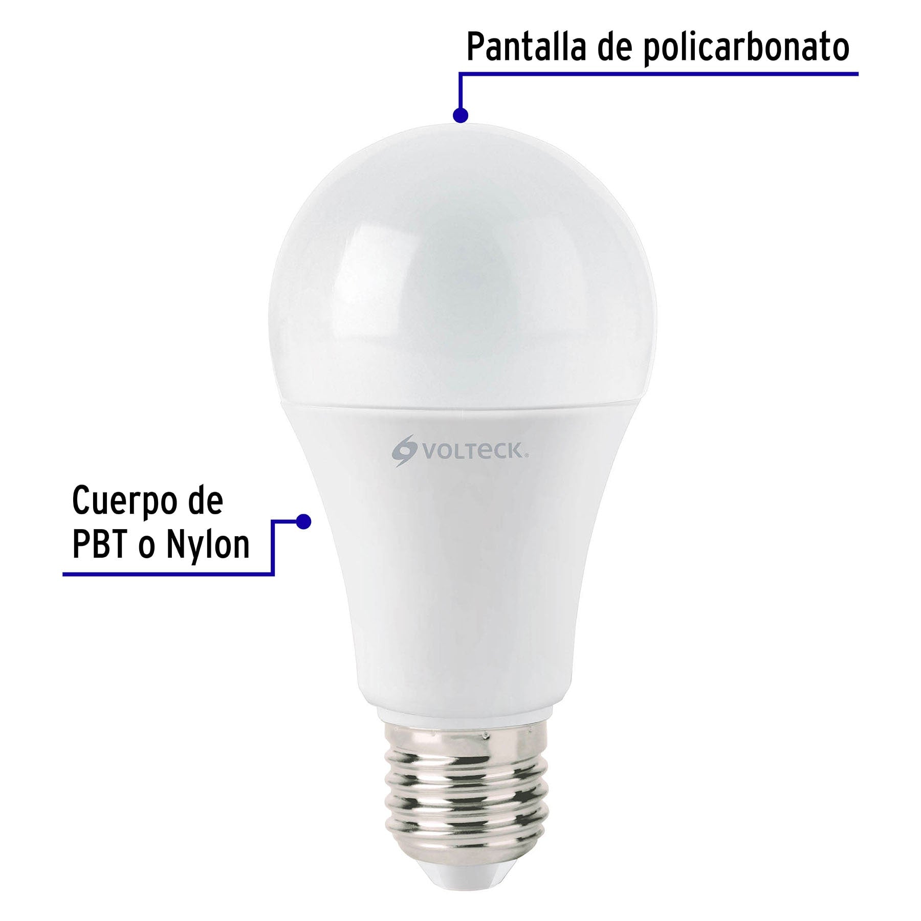 Lámpara LED A19 14 W (equiv. 100 W) luz cálida, caja Volteck, 46593