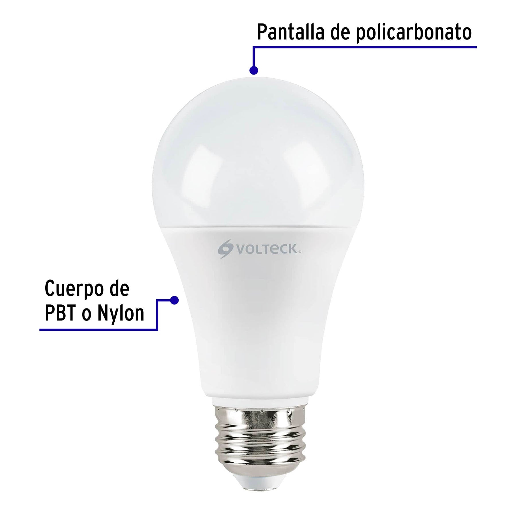 Lámpara LED A19 14 W (equiv. 100 W) luz de día, caja Volteck, 46221