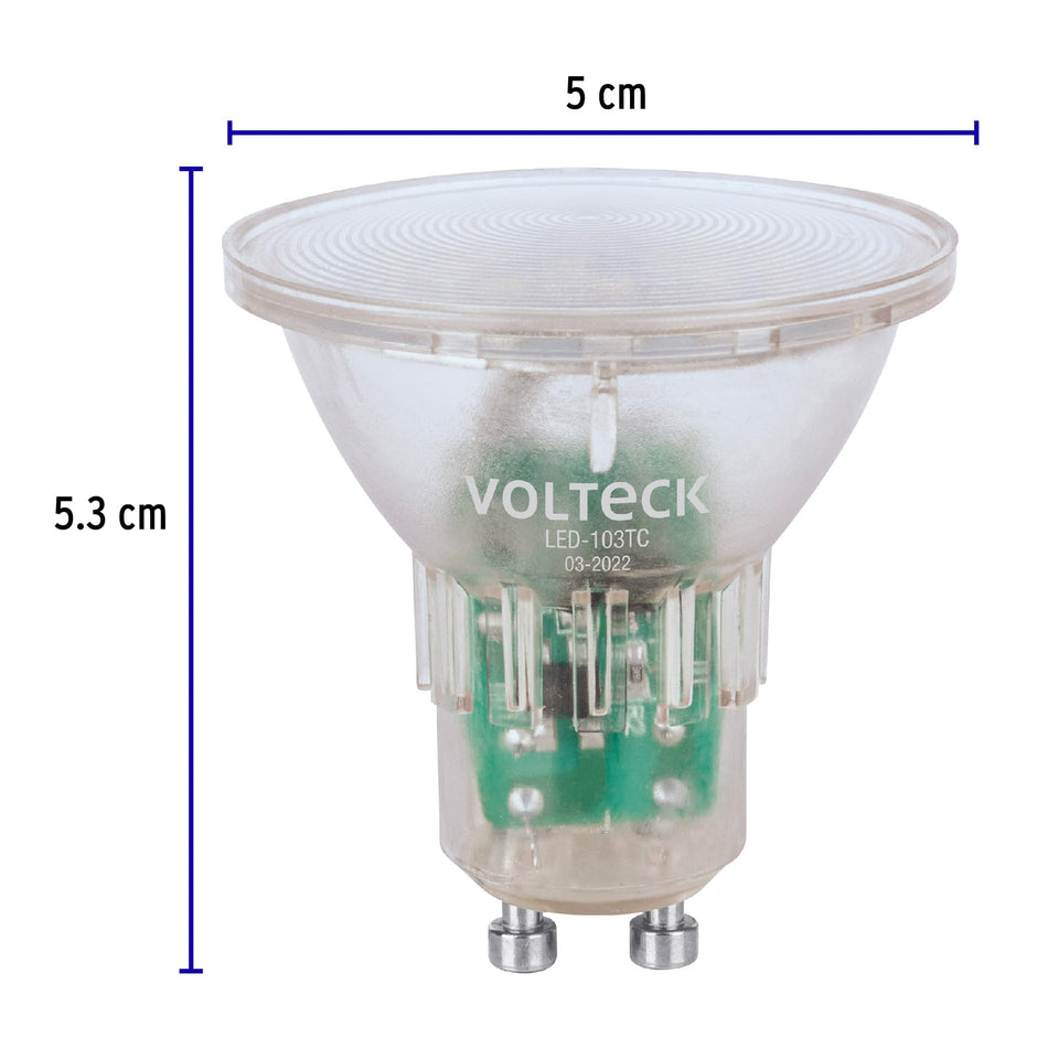Lámpara trans. de LED 3 W MR16 base GU10 luz cálida, blíster Caja con 6, 48405