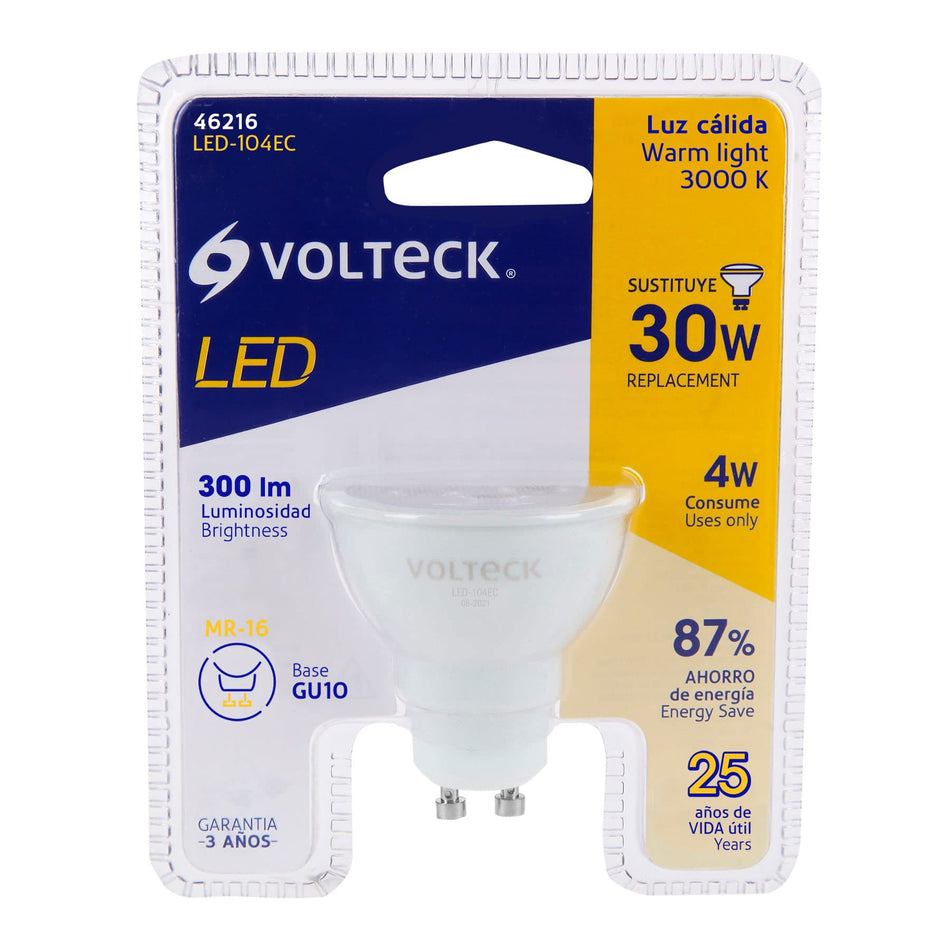 Lámpara de LED 4 W tipo MR 16 base GU10 luz cálida, blíster Caja con 6, 46216