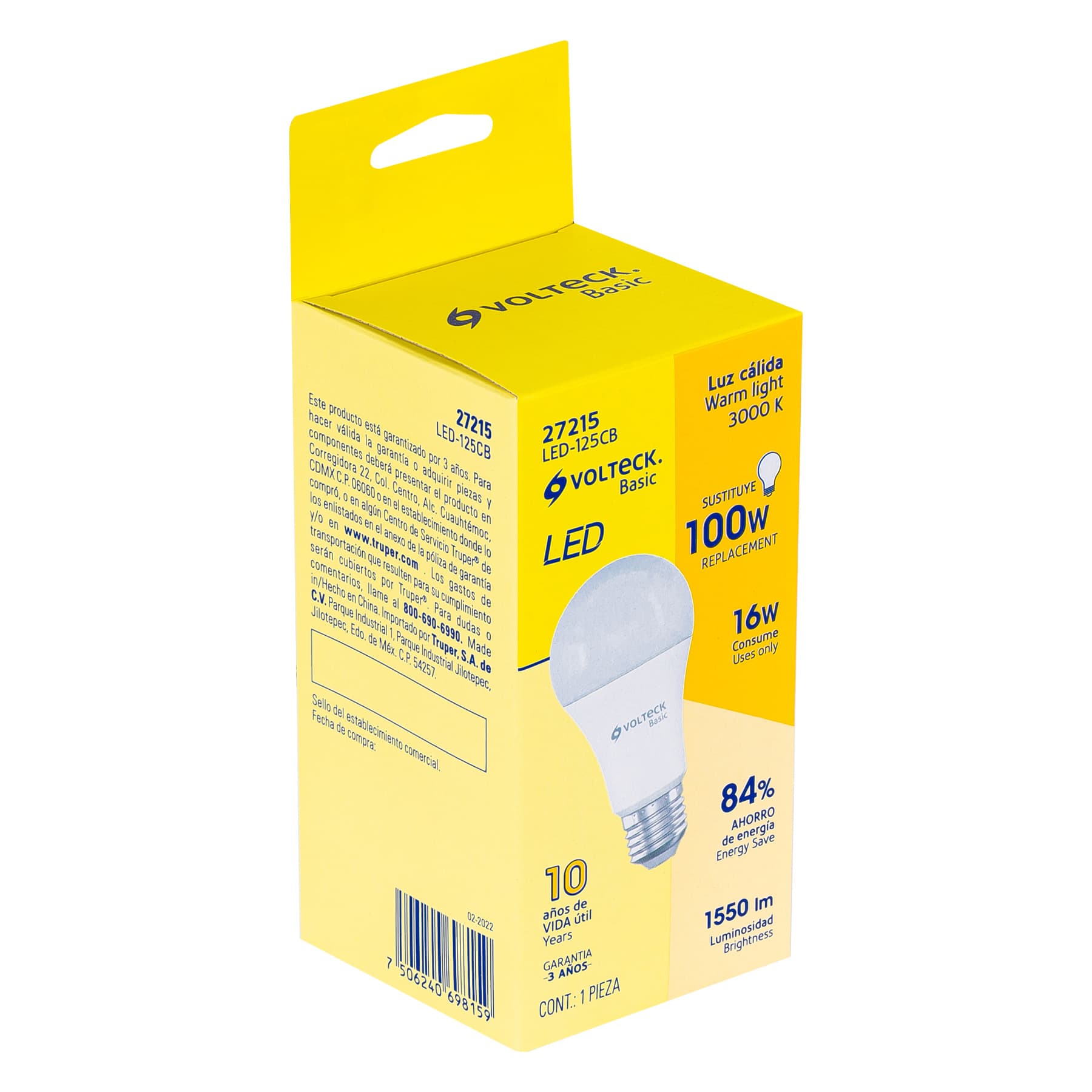 Lámpara LED A22 16 W (equiv. 100 W), luz cálida, caja, Basic, 27215