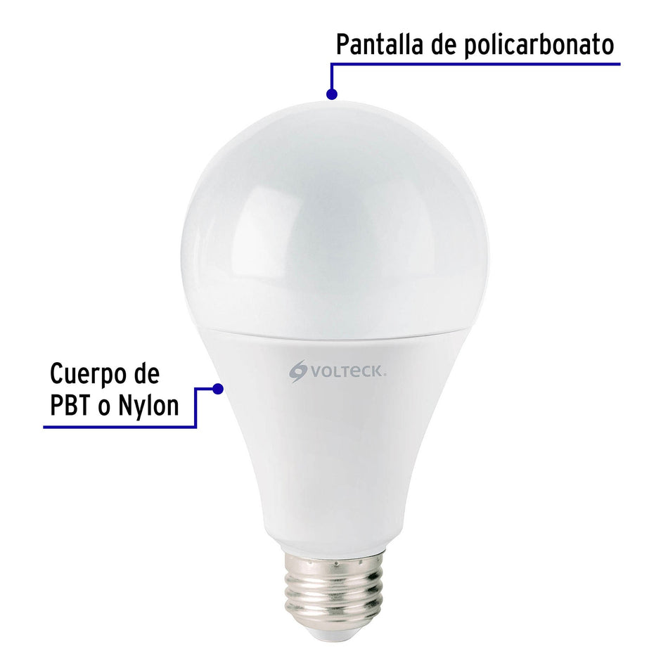 Lámpara LED A25 18 W (equiv. 125 W) luz cálida, caja Volteck Caja con 6, 48459