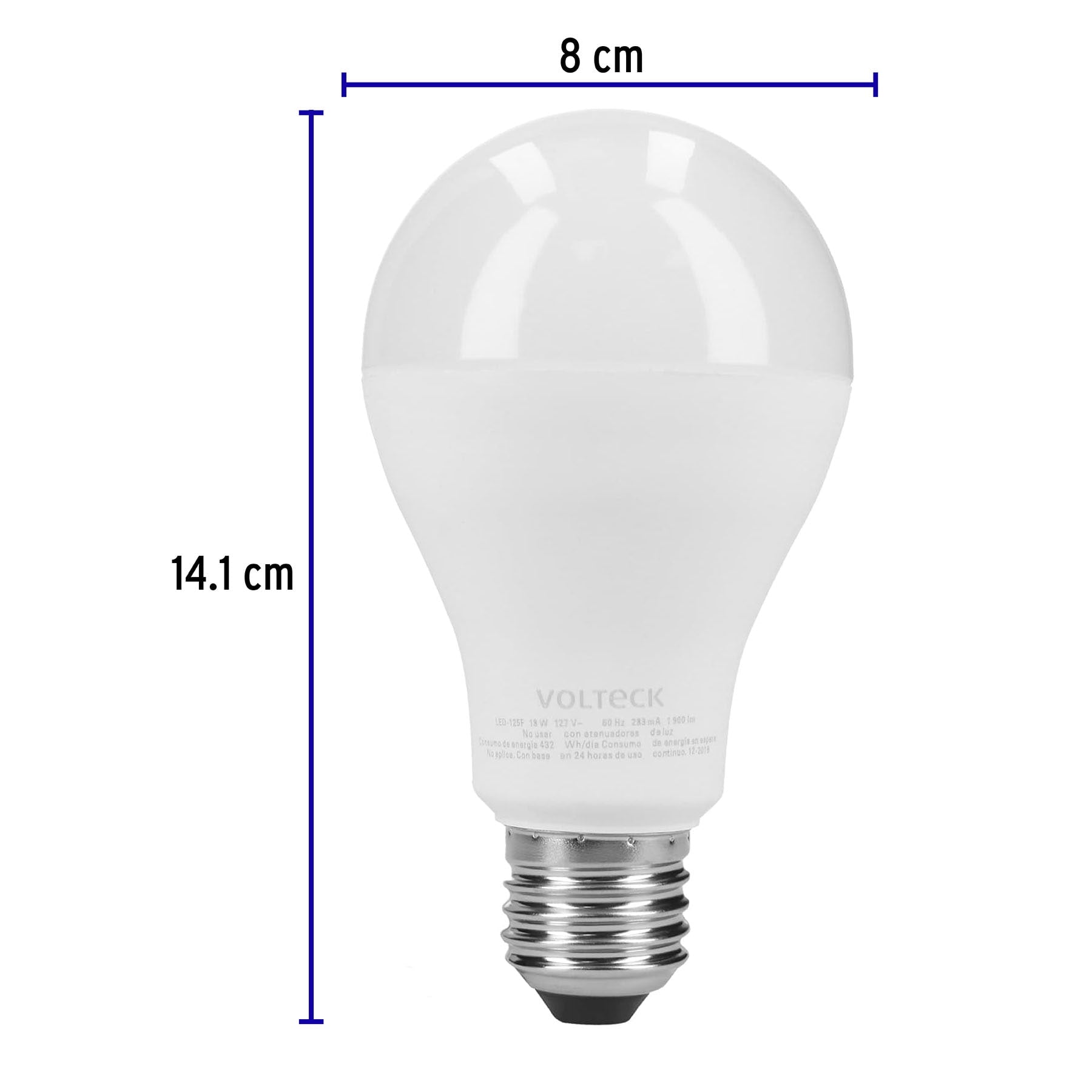 Pack de 4 lámparas LED A19 18 W (equiv. 125 W), luz de día, 48129