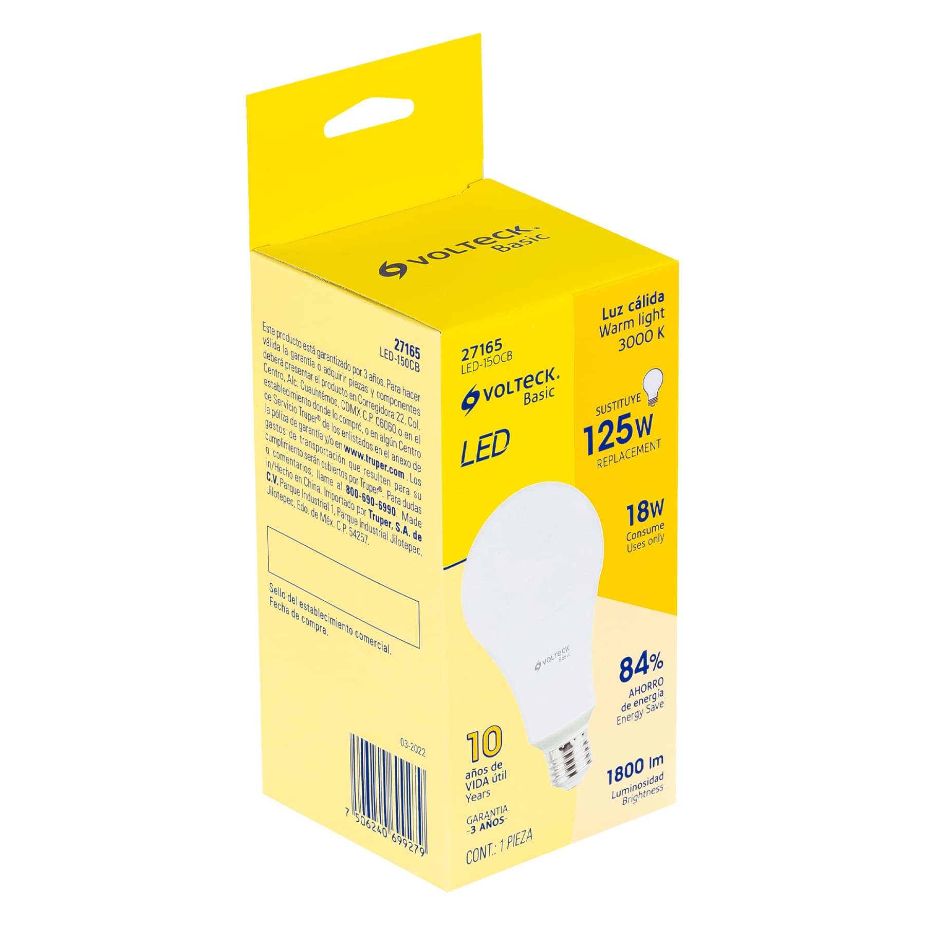 Lámpara LED A25 18 W (equiv. 125 W), luz cálida, caja, Basic, 27165