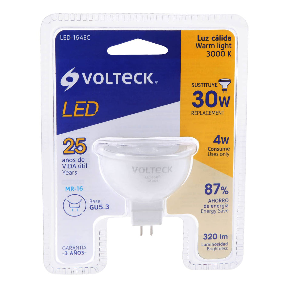 Lámpara de LED 4 W tipo MR 16 base GU5.3 luz cálida, blíster Caja con 6, 46177