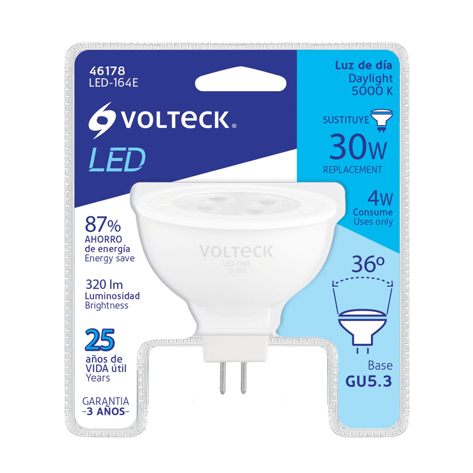 Lámpara de LED 4 W tipo MR 16 base GU5.3 luz de día, blíster Caja con 12, 46178