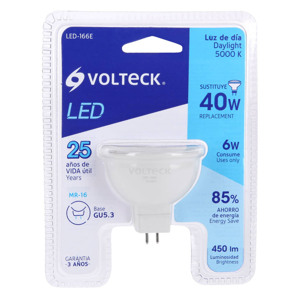 Lámpara de LED 6 W tipo MR 16 base GU5.3 luz de día, blíster Caja con 12, 46180