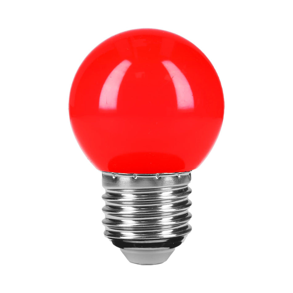 Lámpara LED tipo bulbo G45 1 W color rojo, caja, Volteck Caja con 10, 46029