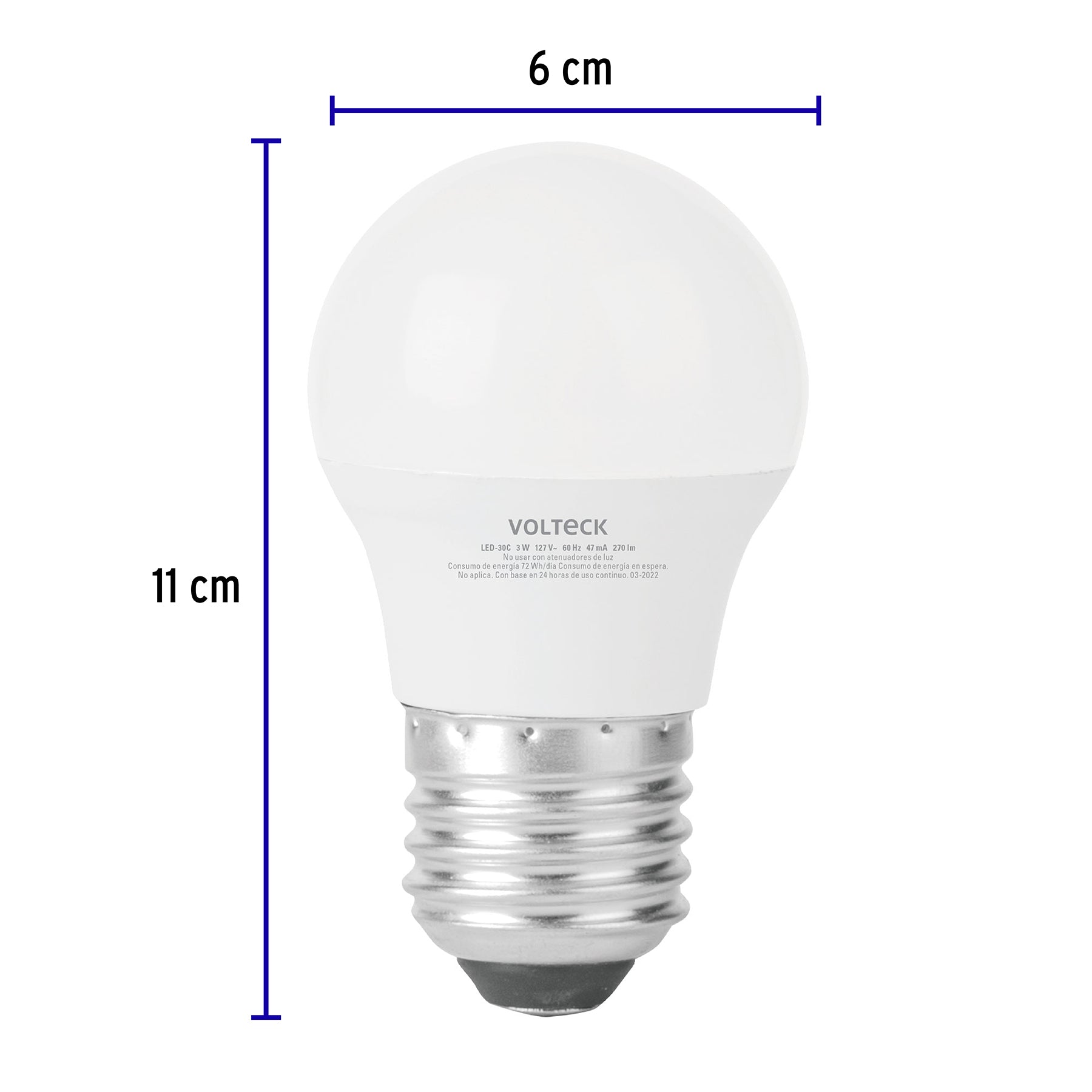 Lámpara LED A19 3 W (equiv. 25 W) luz cálida blíster Volteck, 46276