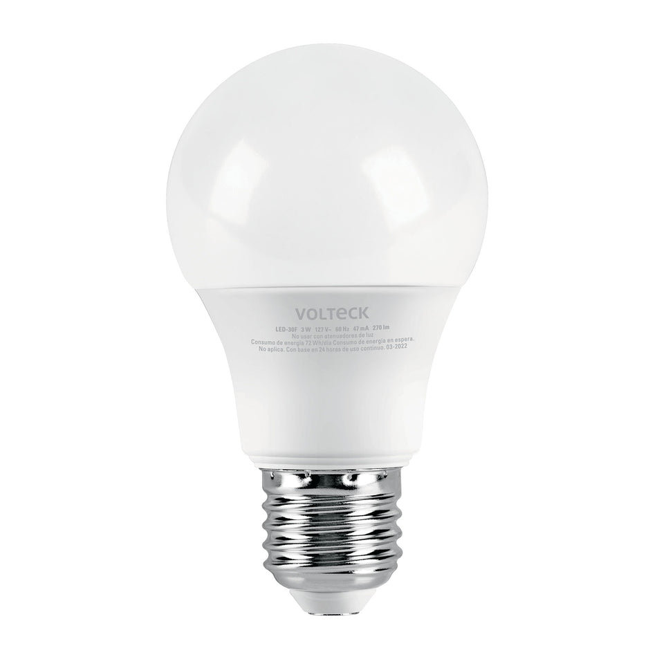 Lámpara LED A19 3 W (equiv. 25 W) luz de día blíster Volteck Caja con 6, 46275
