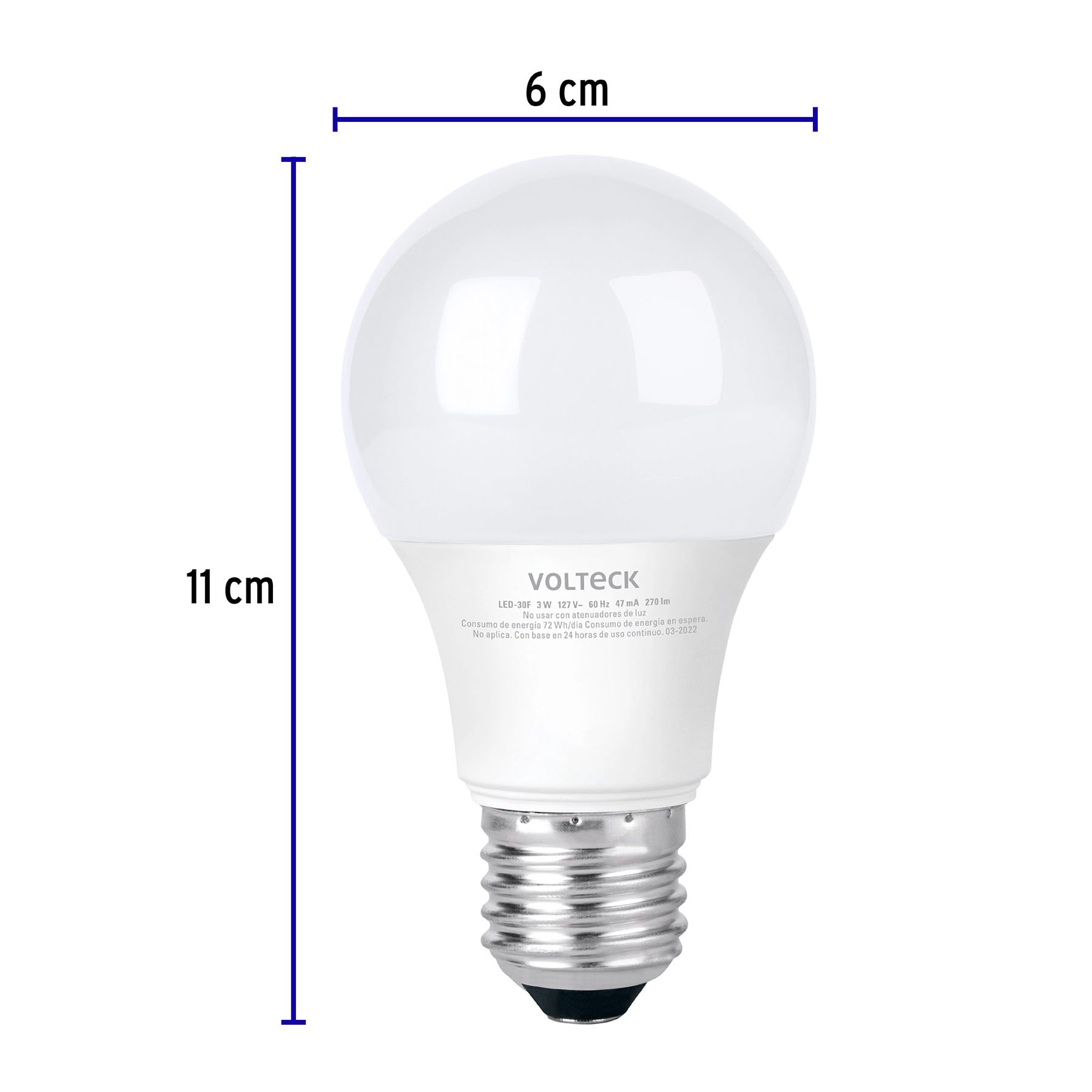 Lámpara LED A19 3 W (equiv. 25 W) luz de día blíster Volteck, 46275