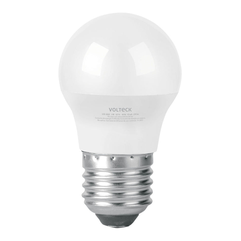Lámpara LED G45 3 W (equiv. 25 W) luz cálida blíster Volteck Caja con 6, 46855