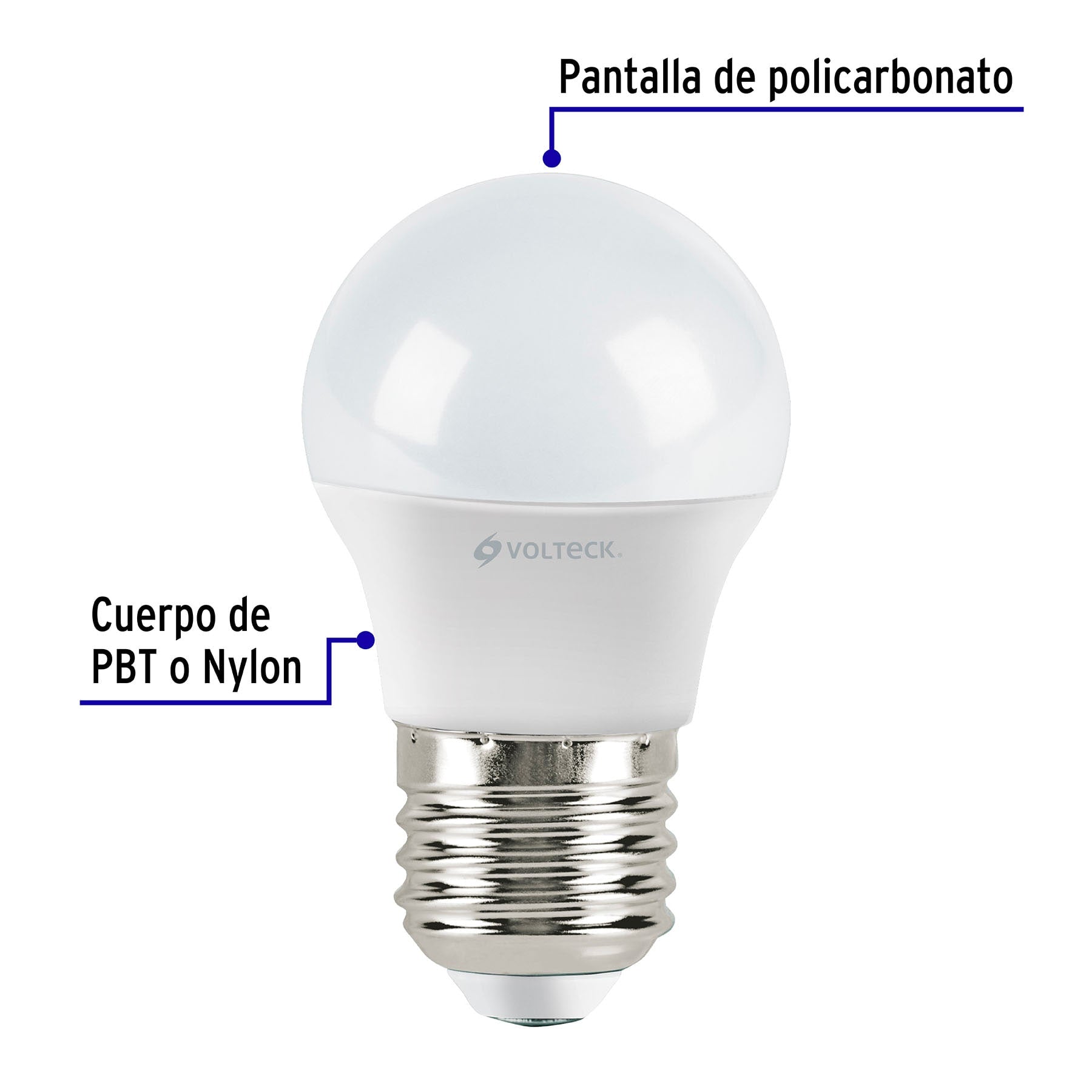 Lámpara LED G45 3 W (equiv. 25 W) luz cálida blíster Volteck, 46855