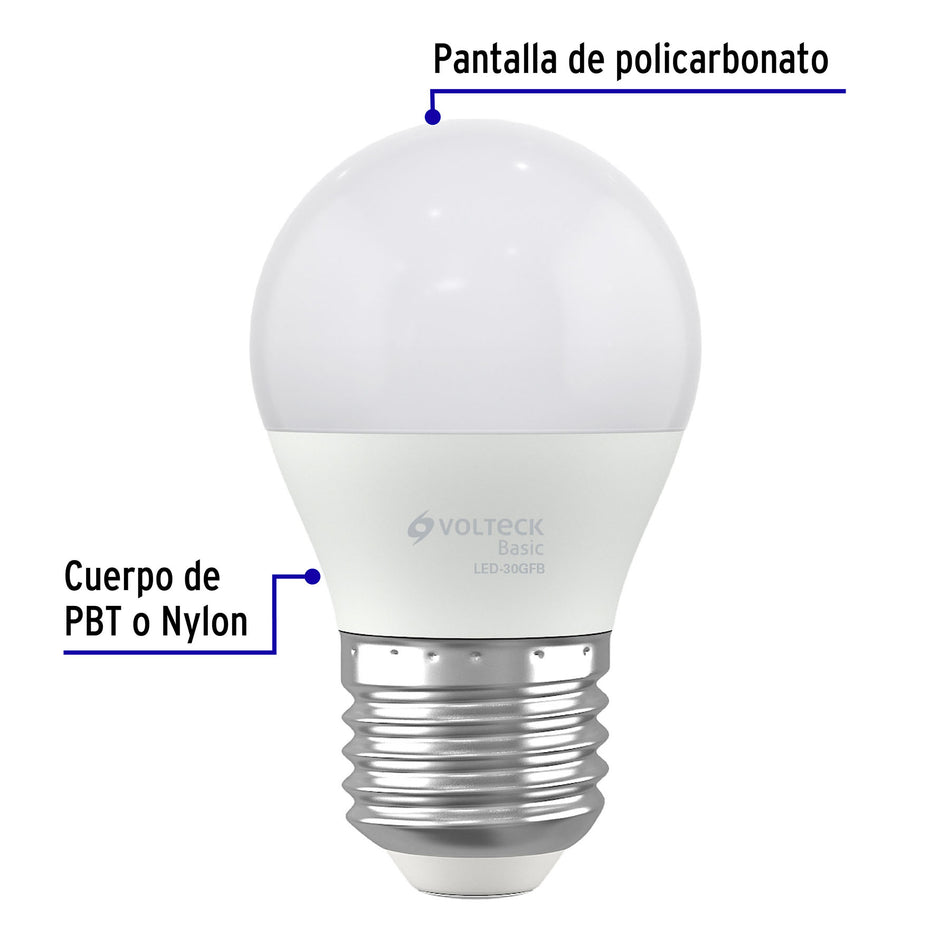 Lámpara LED G45 3 W (equiv. 25 W), luz de día, caja, Basic Caja con 10, 28057
