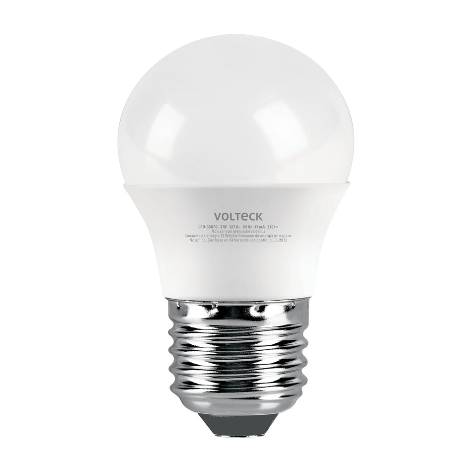 Lámpara LED G45 3 W (equiv. 25 W), luz de día, caja, Volteck Caja con 12, 47542
