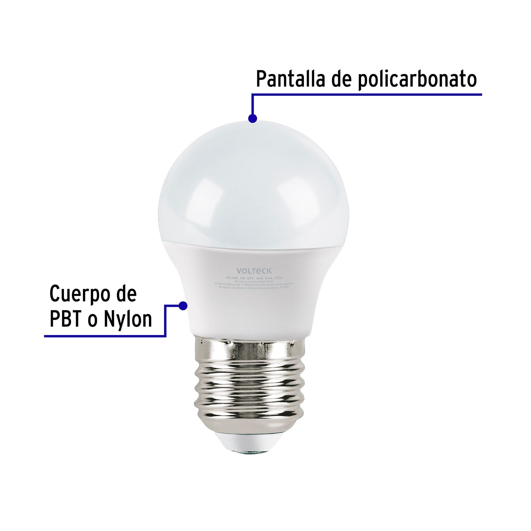 Pack de 4 lámparas LED G45 3 W (equiv. 25 W), luz de día, 46863