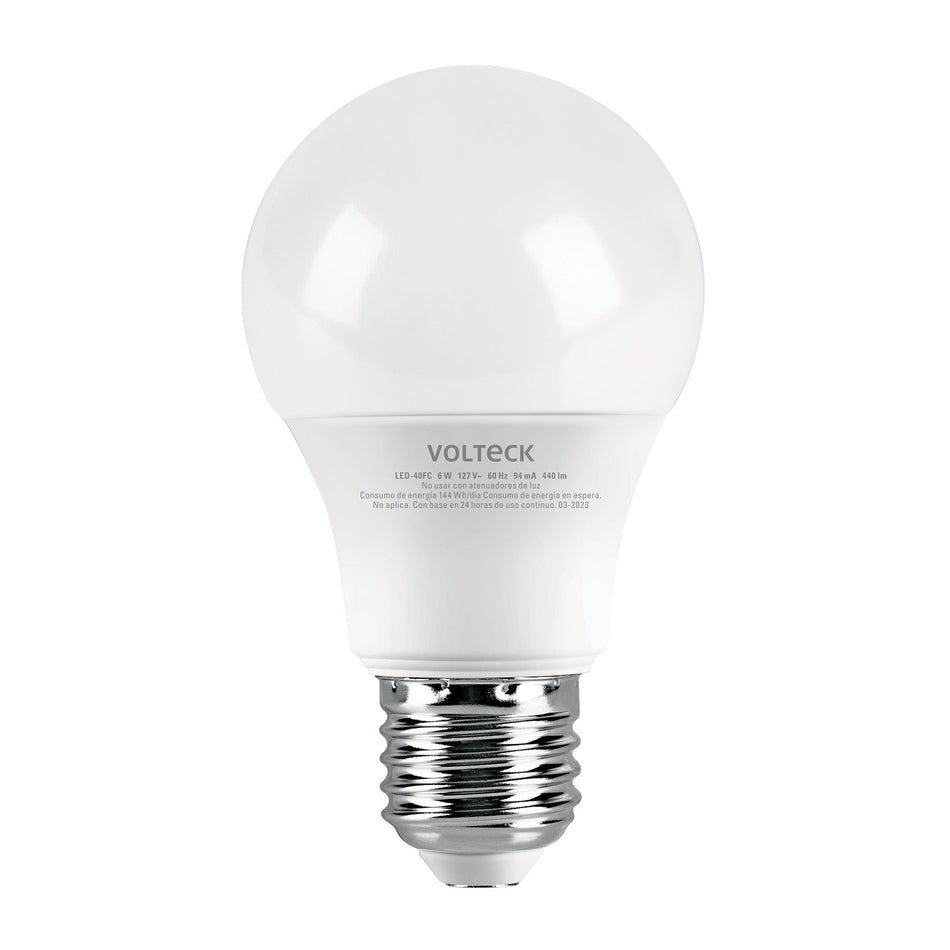 Lámpara LED tipo bulbo A19 6 W luz de día, caja, Volteck Caja con 12, 47544