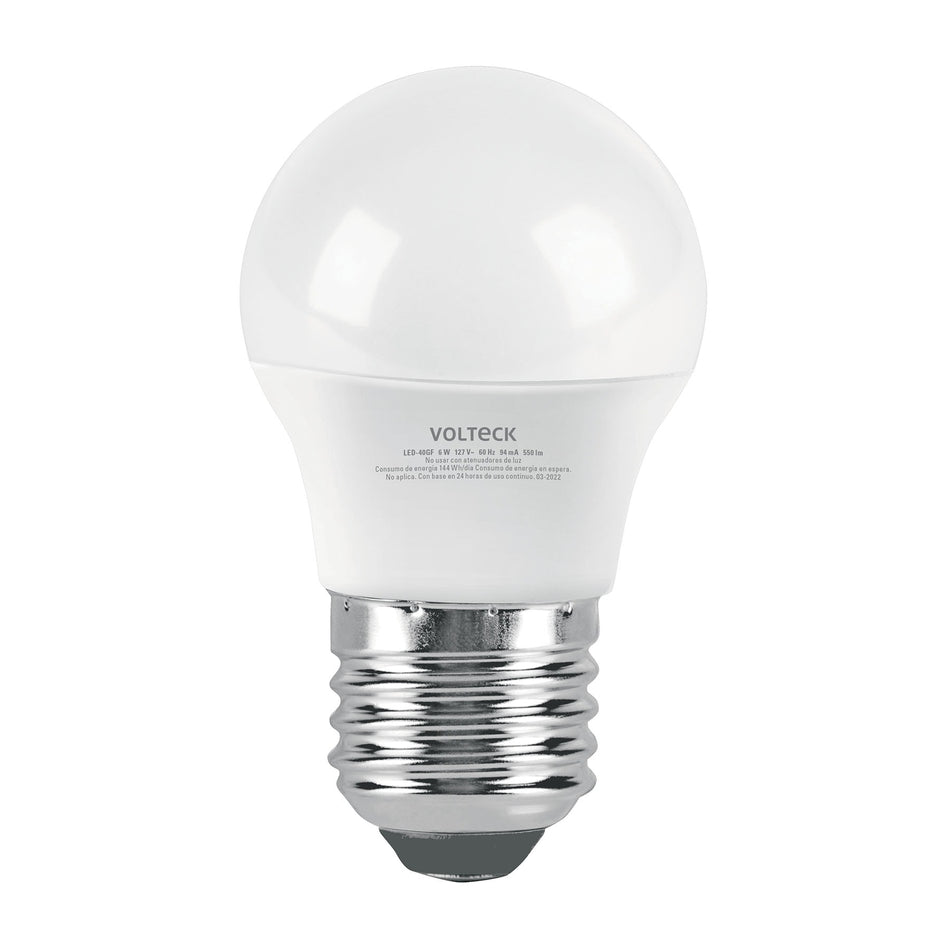 Lámpara LED G45 6 W (equiv. 40 W) luz de día blíster Volteck Caja con 6, 46277