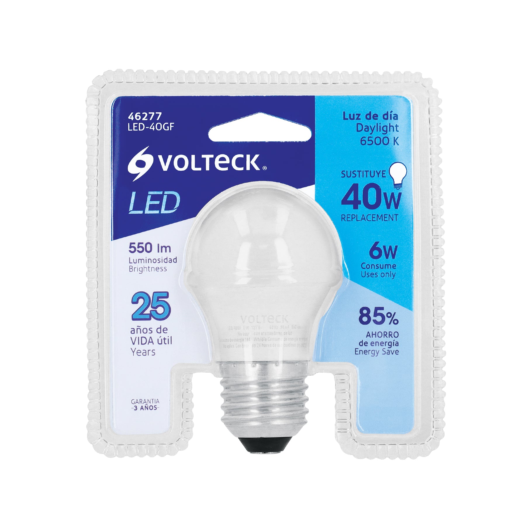 Lámpara LED G45 6 W (equiv. 40 W) luz de día blíster Volteck, 46277