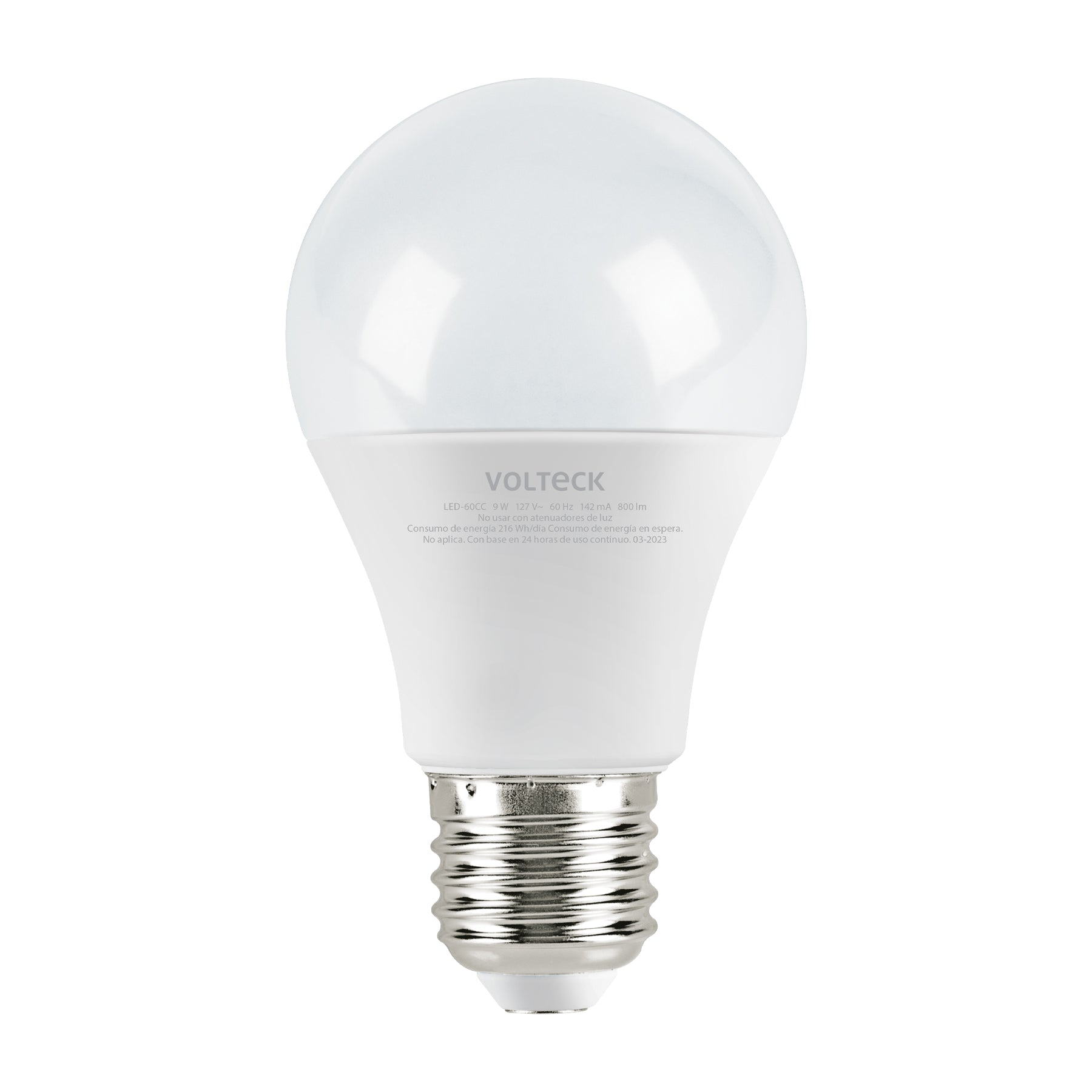 Lámpara LED A19 9 W (equiv. 60 W), luz cálida, caja, Volteck, 47547