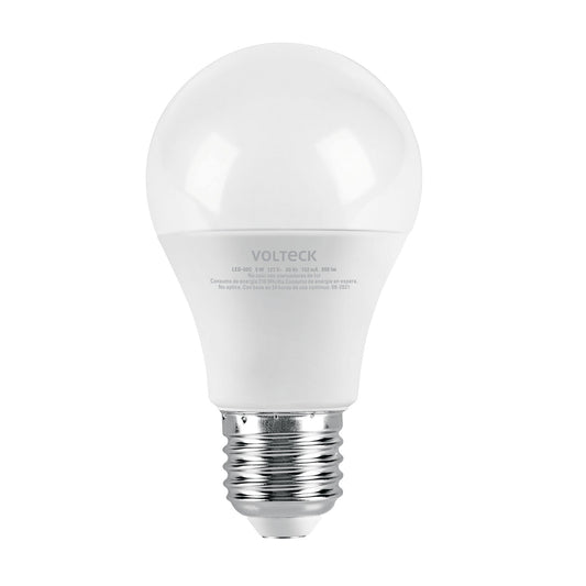Lámpara LED A19 9 W (equiv. 60 W) luz cálida blíster Volteck Caja con 6, 46859