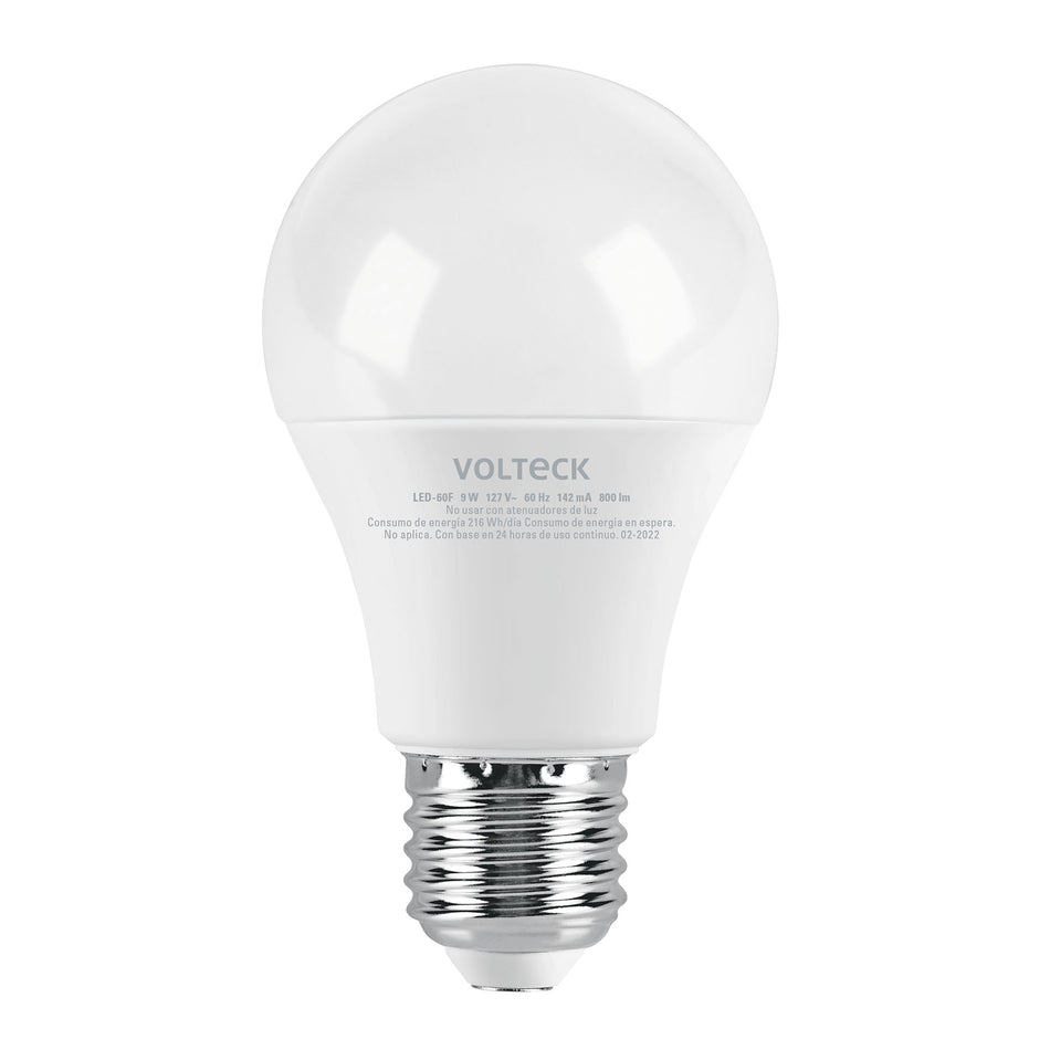 Lámpara LED A19 9 W (equiv. 60 W) luz de día blíster Volteck Caja con 12, 46858