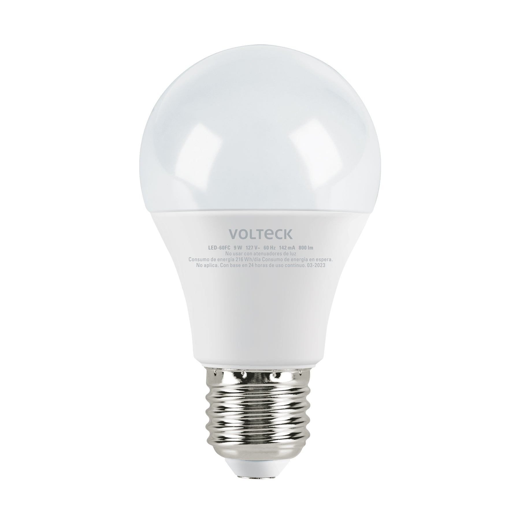 Lámpara LED A19 9 W (equiv. 60 W), luz de día, caja, Volteck, 47546