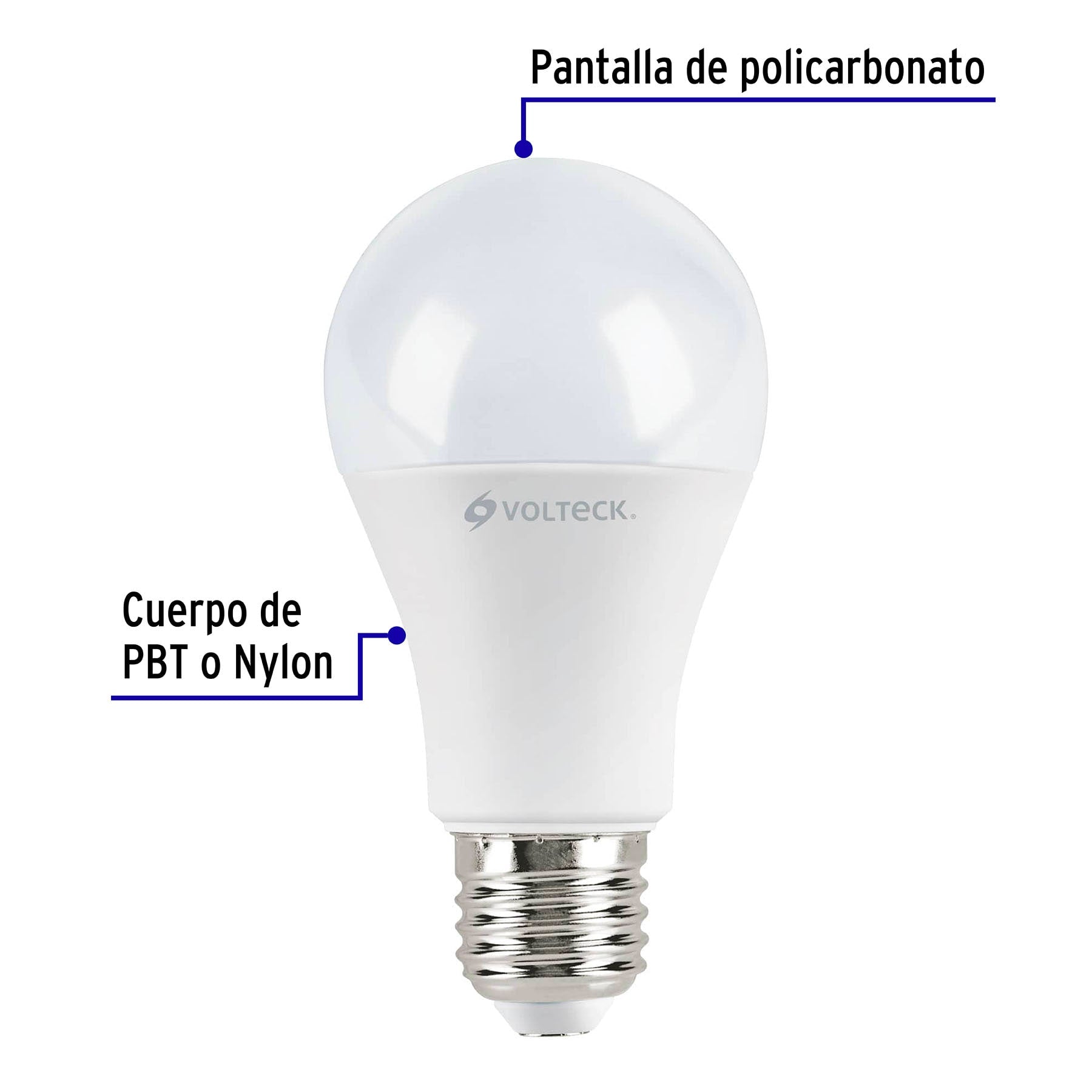 Lámpara LED A19 12 W (equiv. 75W) luz cálida blíster Volteck, 46861