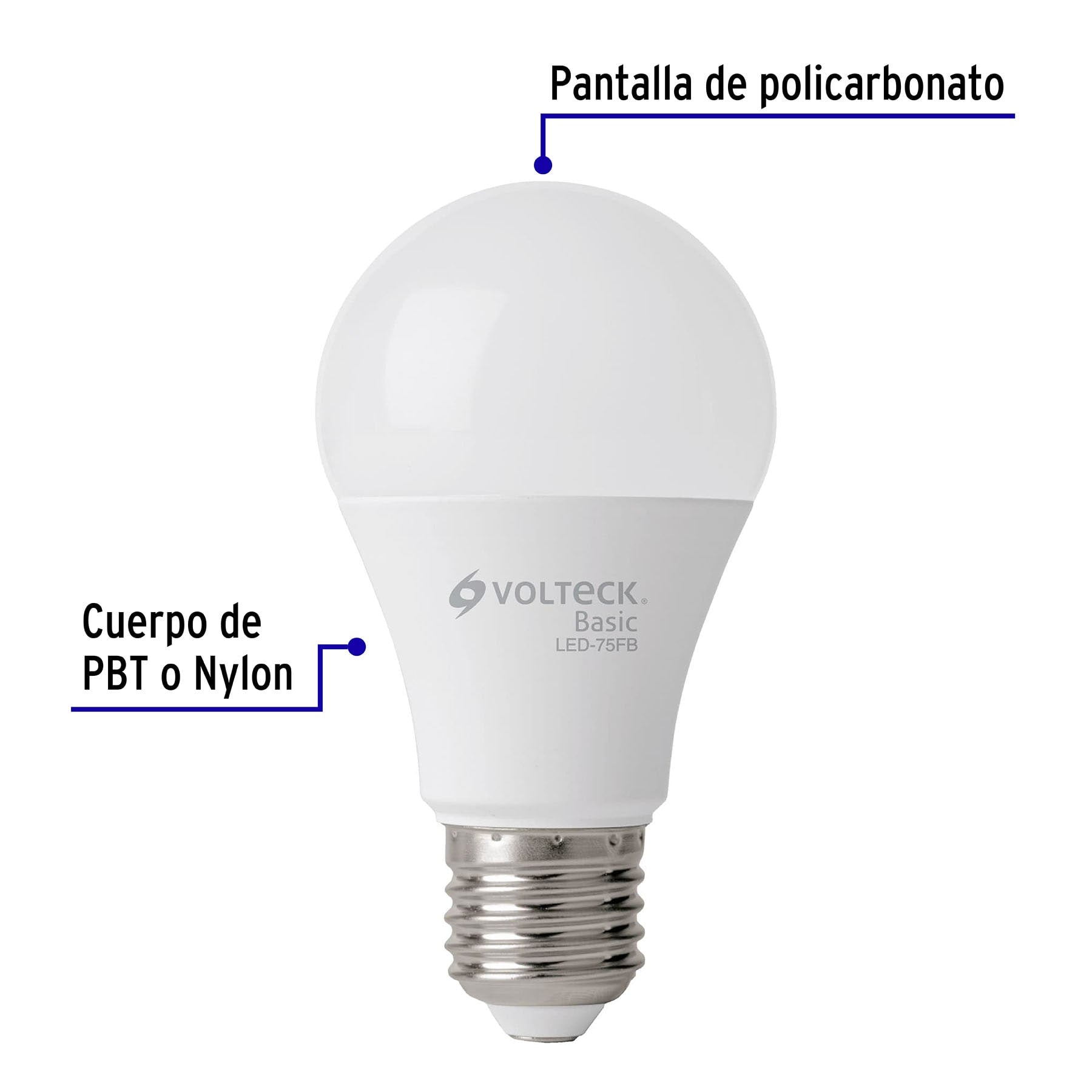 Lámpara LED A19 10 W (equiv. 75 W), luz de día, caja, Basic, 28063