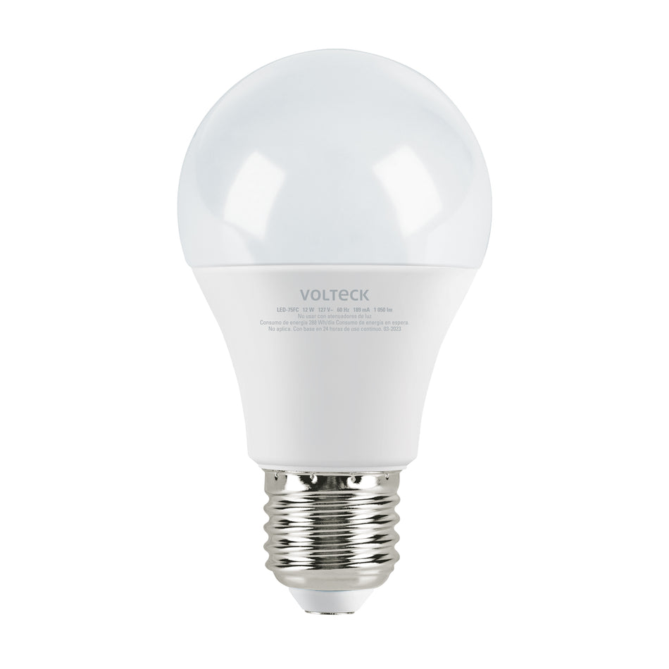 Lámpara LED A19 12 W (equiv. 75 W), luz de día, caja Volteck Caja con 12, 47548