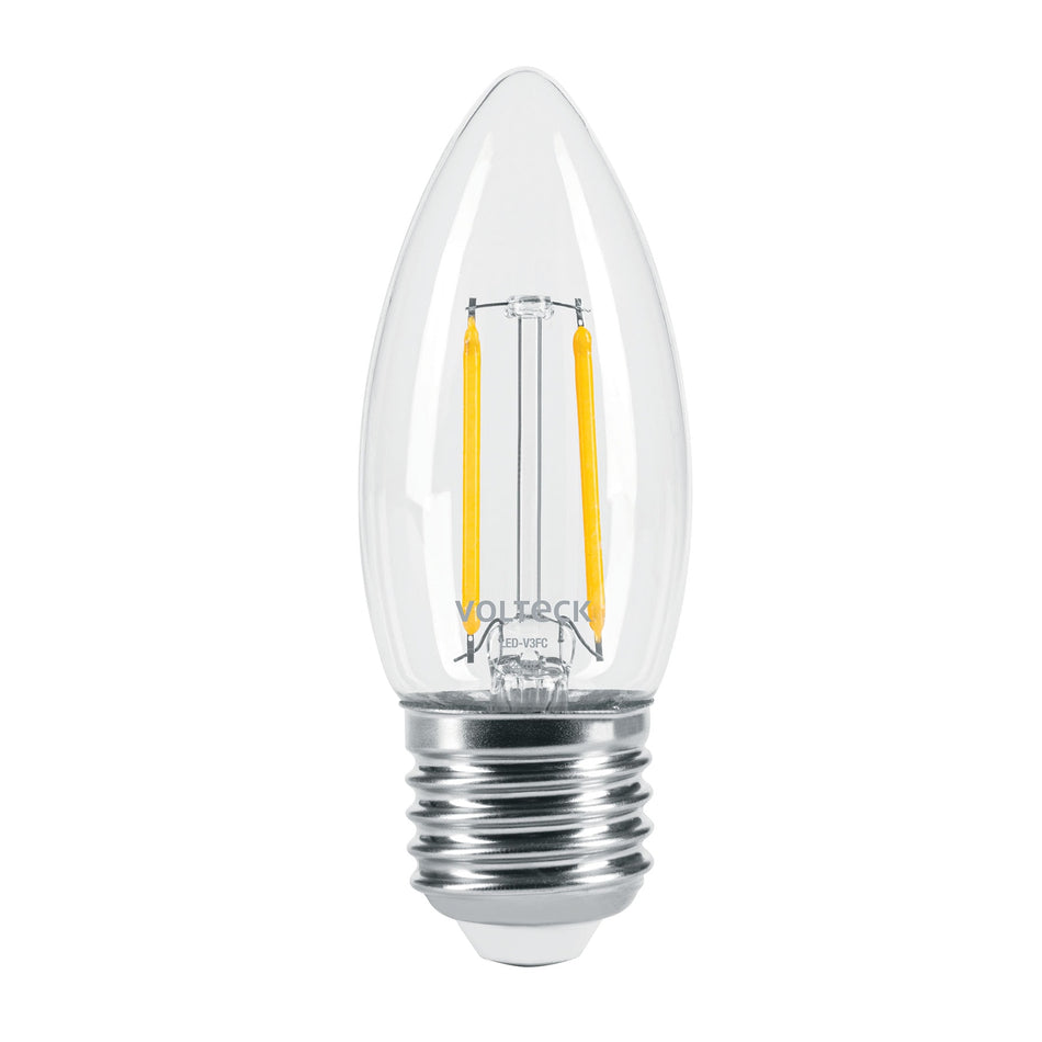 Lámpara LED tipo vela 3 W con filamento luz cálida, blíster Caja con 2, 46212