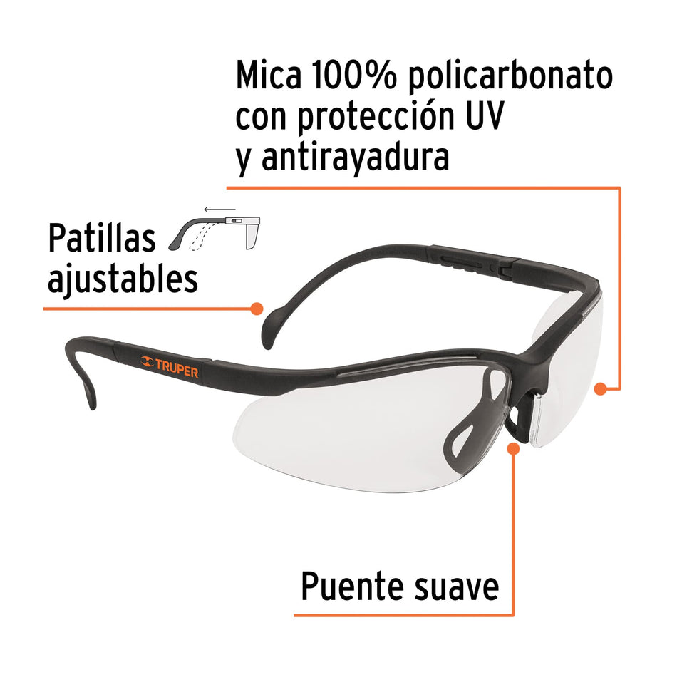 Lentes de seguridad transparentes con antiempaño, Vision Caja con 6, 101932