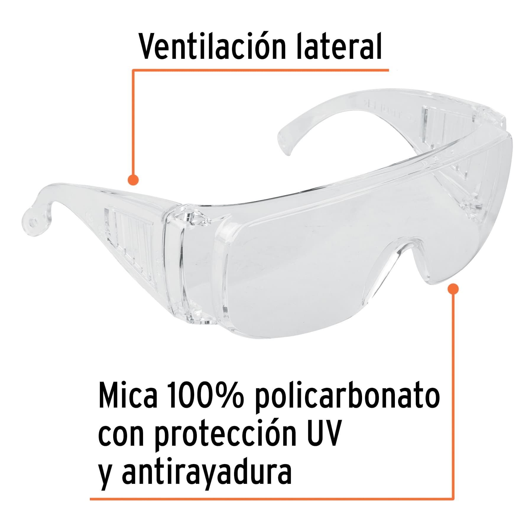 Lentes de seguridad transparentes, Truper Safe Caja con 12, 14252